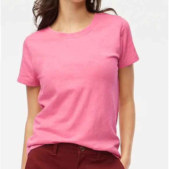 NWT J.Crew Girlfriend Crewneck Tee T-shirt Top Cotton Soft Mauve Pink XXS - Picture 1 of 2